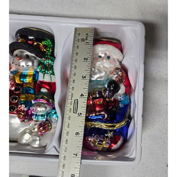 Traditions Christmas Glass Tea Light Candle Holder Set Of 3 - Santa & Snowman Fi - Picture 12 of 13